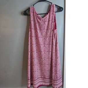 Magnolia Grace Burgundy White Geometric Print Sleeveless V-Neck Shift Dress L